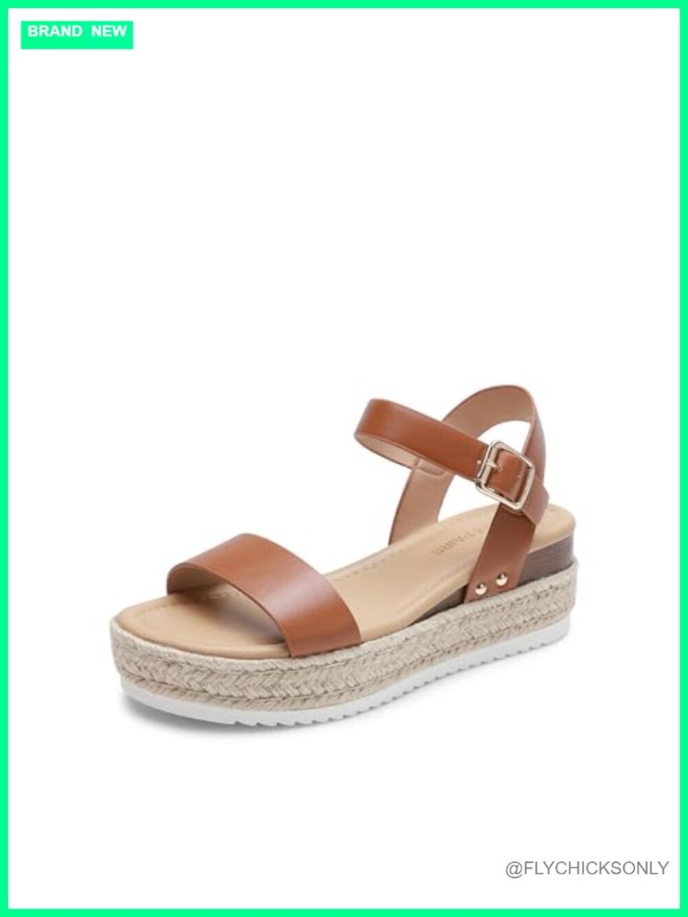 Platform Espadrille Wedge Sandals Faux Leather Jute Raffia Trim Ankle Strap